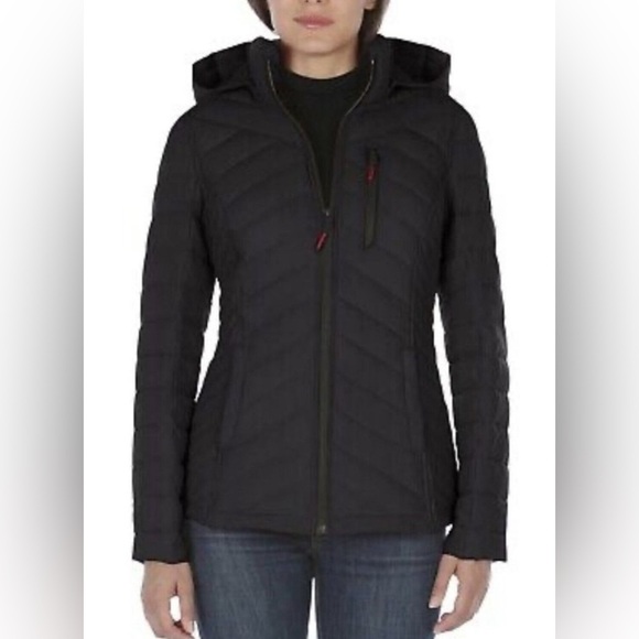 Nautica Women's Black Hooded Puffer jacket Size XL - Picture 1 of 10